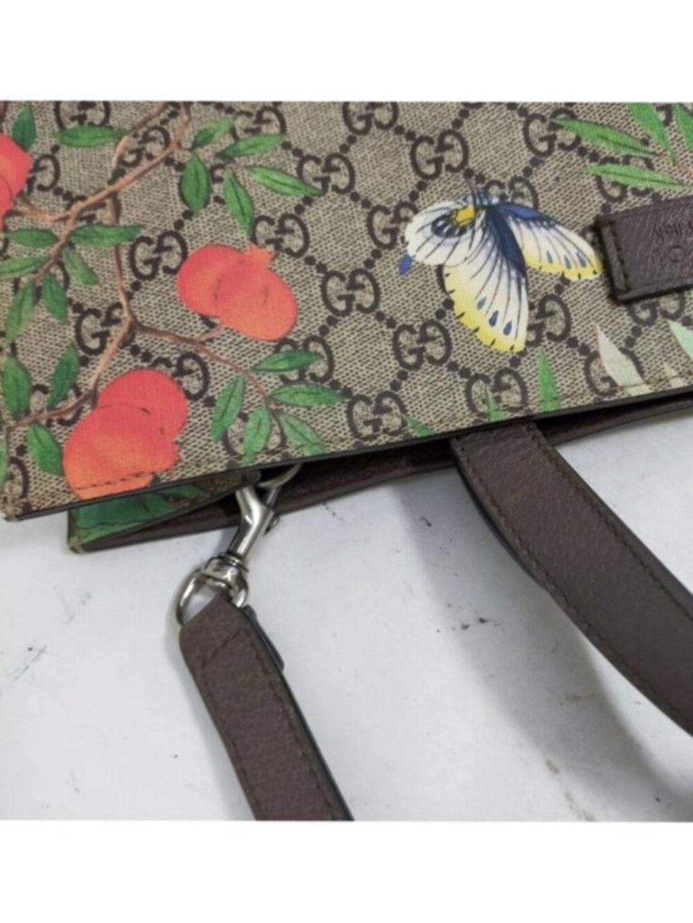 Authentic Gucci Tian GG Supreme Floral Bird Tote Shoulder Bag - Picture 9 of 16